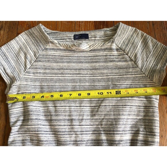Gap Women’s Dress XS Gray A Line Short Sleeve Knit Pockets Stripe Stretch Cotton - Picture 7 of 9